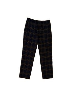 H&M Navy and Brown Plaid Drawstring Pants